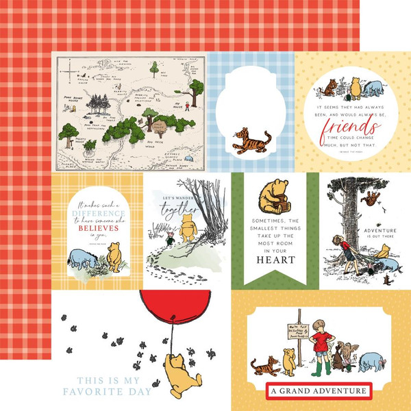 Echo Park - Double-Sided Cardstock 12"X12" - Winnie The Pooh - Mutli Journaling Cards - EWTP12 63011