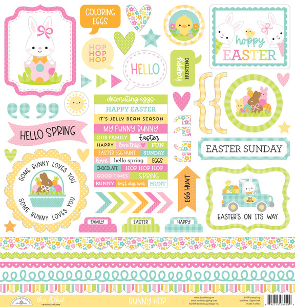 Doodlebug - This & That Cardstock Stickers 12"X12" - Bunny Hop - DB8459