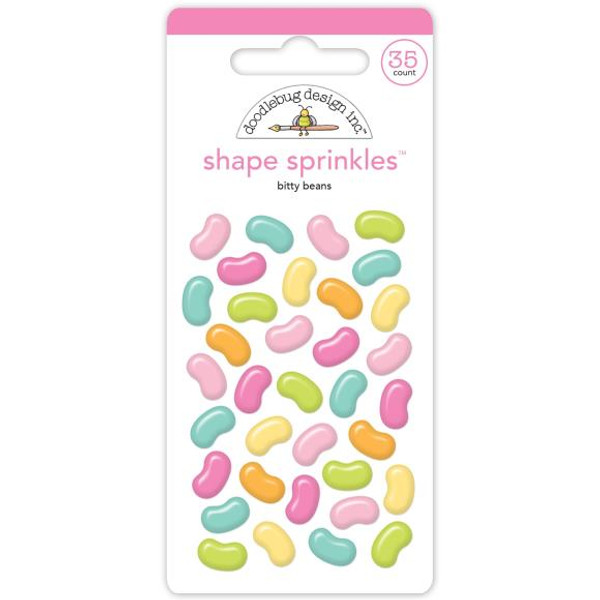 Doodlebug Sprinkles Adhesive Enamel Shapes - Bitty Beans - Bunny Hop - DB8428