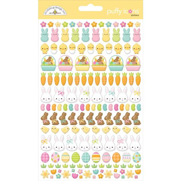 Doodlebug Puffy Stickers - Icons - Bunny Hop - DB8452