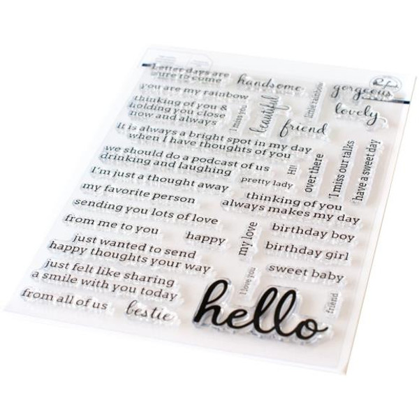 Pinkfresh Studio Clear Stamp Set 6"X8" - Hello - Simply Sentiments - PFCS0920