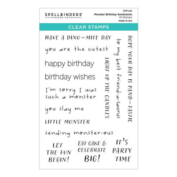 Spellbinders Clear Stamp Set - Monster Birthday Collection - Monster Birthday Sentiments - STP-221