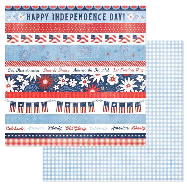 American Crafts - Double-Sided Cardstock 12x12 - Flags & Frills - Independence (ACFF12 30308)