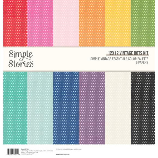 Simple Stories - Vintage Dots Kit 12"X12" - SV Essentials Color Palette - VCP22248