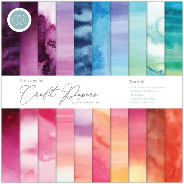 Craft Consortium - Double-Sided Paper Pad 12"X12" 30/Pkg - Ink Drops  - Ombre - (CCEPAD030)