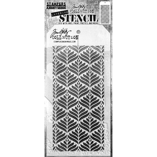 Stampers Anonymous - Tim Holtz Layered Stencil 4.125"X8.5" - Deco Leaf - THS 1G62Y