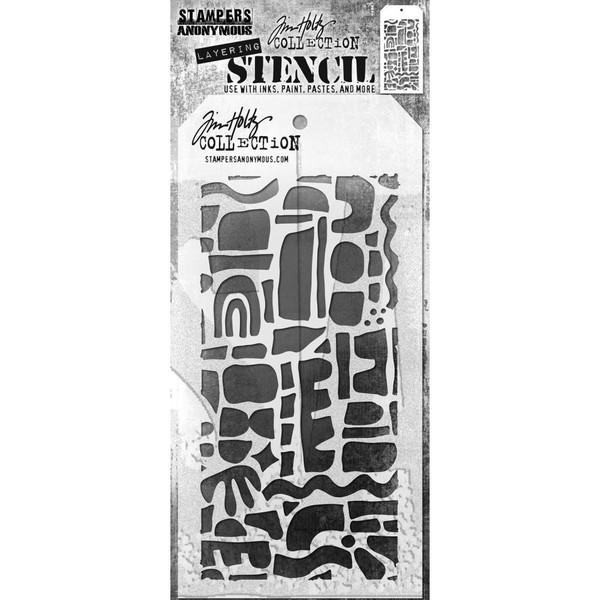 Stampers Anonymous - Tim Holtz Layered Stencil 4.125"X8.5" - Cut Out Shapes 1 - THS 1G630