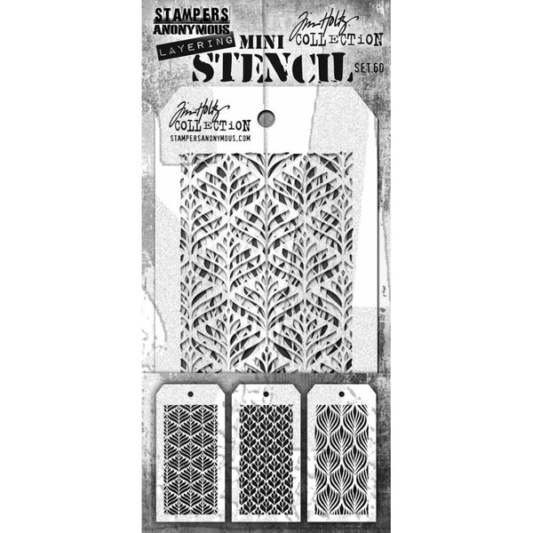 Stampers Anonymous - Tim Holtz Mini Layered Stencil Set 3/Pkg - #60 - MTS 1G63M