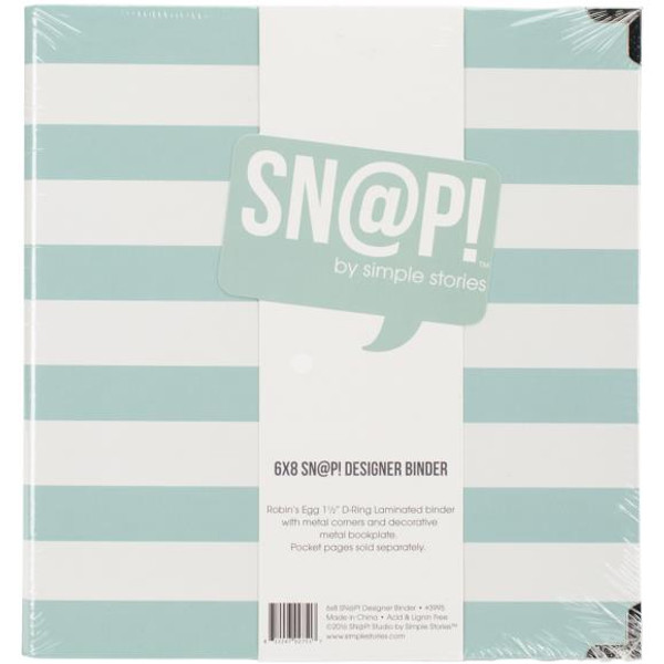 Simple Stories - Sn@p! Designer Binder 6"X8" - Robin's Egg Stripe - SNAP3995