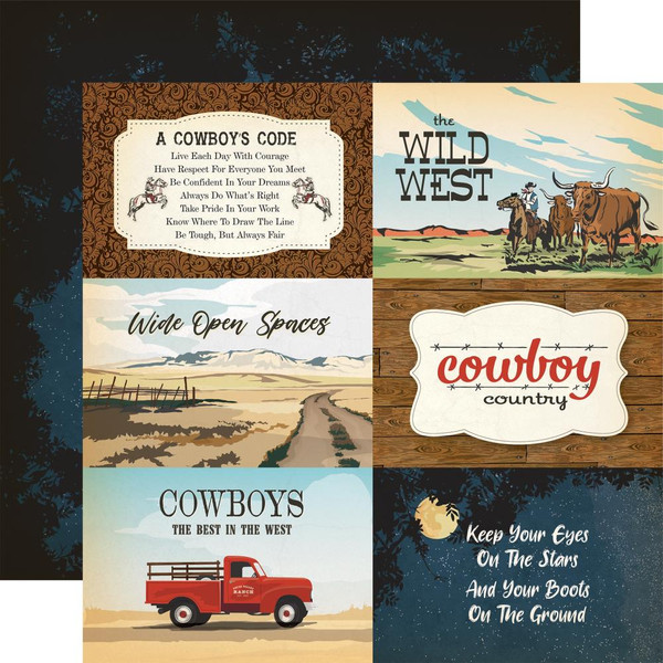 Carta Bella - Double-Sided Cardstock 12"X12" - Cowboys - 4x6 Journaling Cards  (CBCBS12 71011)