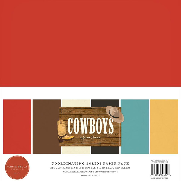 Carta Bella - Solids Cardstock Kit 12"X12" - Cowboys  (BS371015)