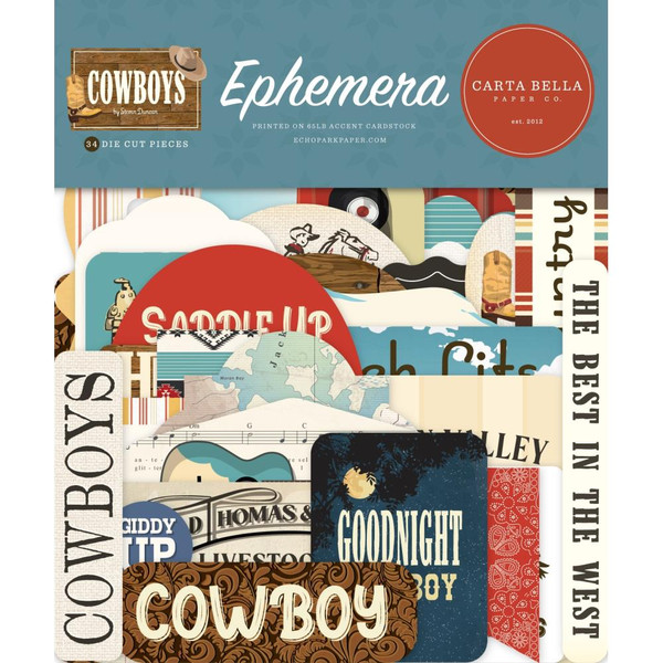 Carta Bella - Cardstock Ephemera 33/Pkg- Cowboys - Icons (BS371024)