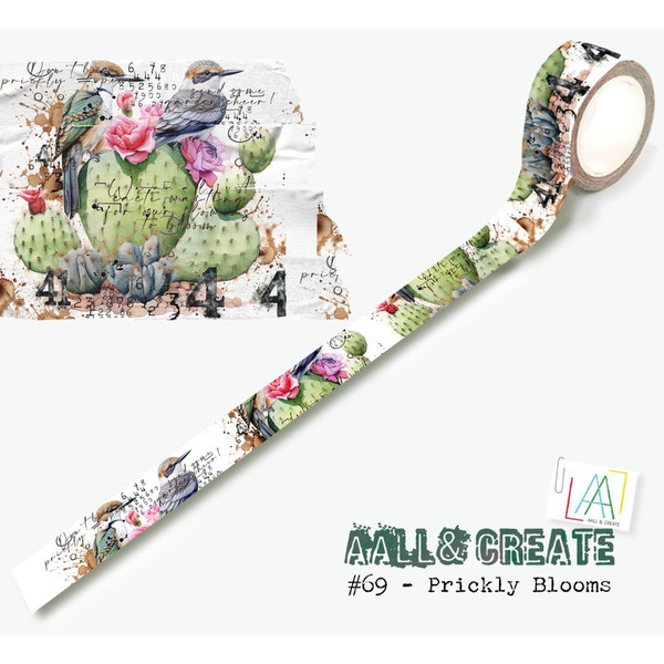 AALL & Create -Washi Tape - Prickly Blooms  #69- (AALL-MT-069)