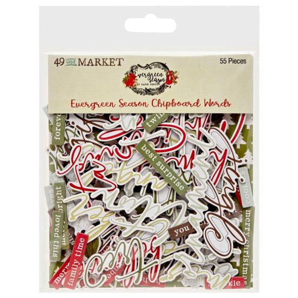 49 & Market - Chipboard Set - Words - Evergreen Season - ES-28553