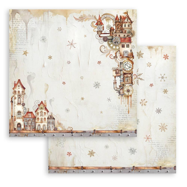 Stamperia - Double-Sided Cardstock 12"X12" - Gear Up For Christmas - Cozy Houses - SBB1009