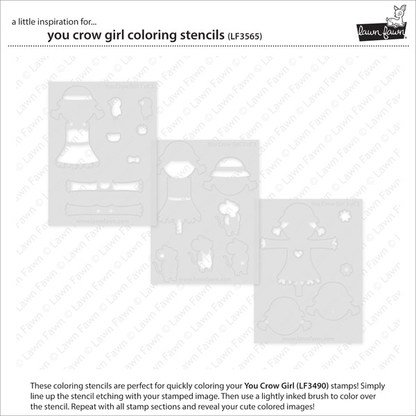 Lawn Fawn - Coloring Stencils - You Crow Girl - LF3565