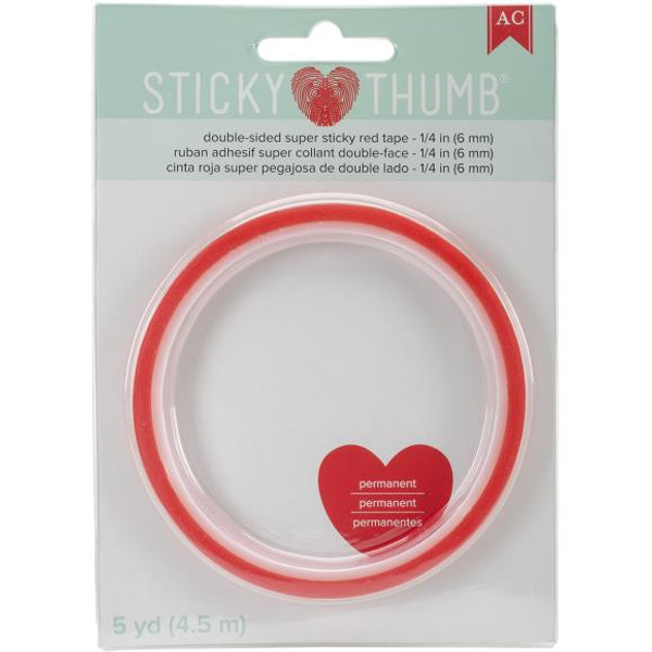 Sticky Thumb - Double-Sided Super Sticky Red Tape - .25"X5yd
