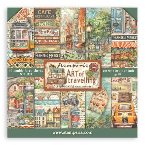 Stamperia - Double-Sided Paper Pad 8"X8" 10/Pkg - Art Of Travelling - SBBS120