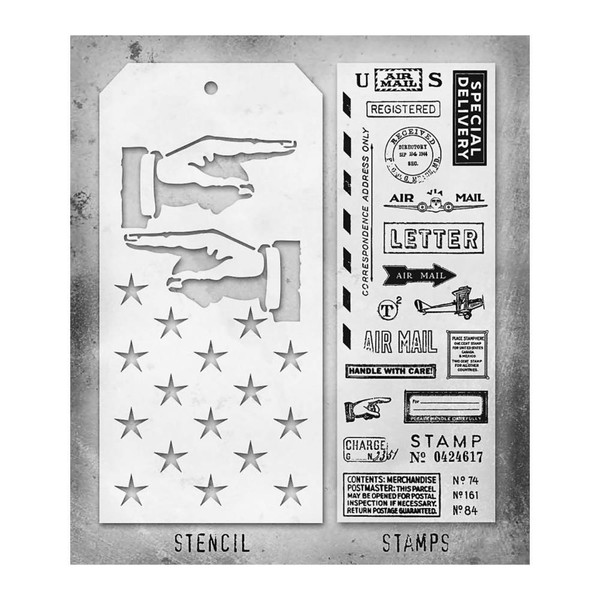 Stamper's Anonymous - Tim Holtz - Mixed-Media Stamps & Stencil - Postage/Mail - Set #41 - THMM141