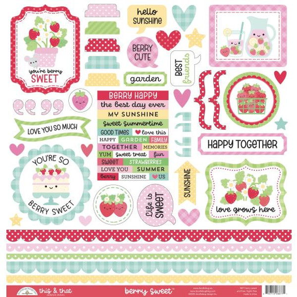 Doodlebug This & That Cardstock Stickers - Berry Sweet