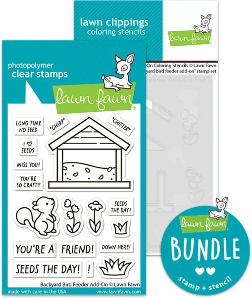 Lawn Fawn Clear Stamps & Stencil Bundle - Backyard Bird Feeder Add-On - LF3710/3712