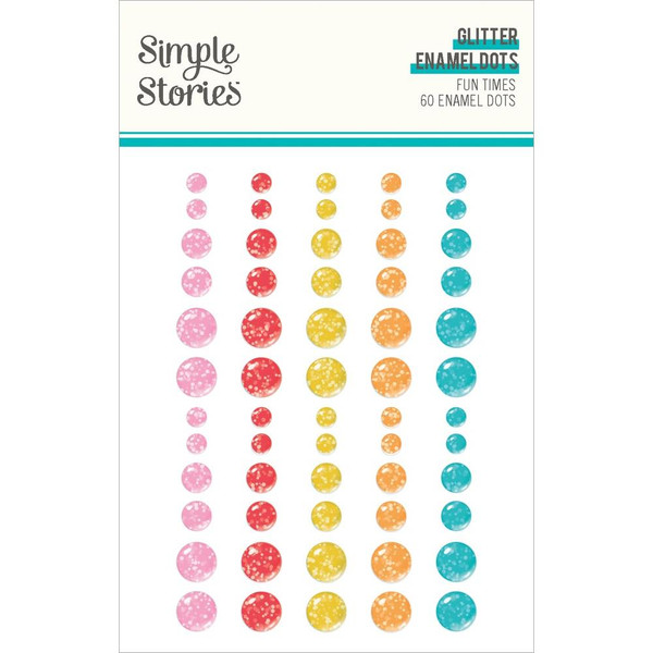 Simple Stories - Glitter Enamel Dots 60/Pkg - Fun Times - 25023 Simple Stories - Glitter Enamel Dots 60/Pkg - Fun Times - 25023