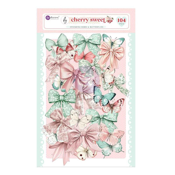 Prima - Ephemera 104/Pkg - Cherry Sweet -  Bows & Butterflies - 981983