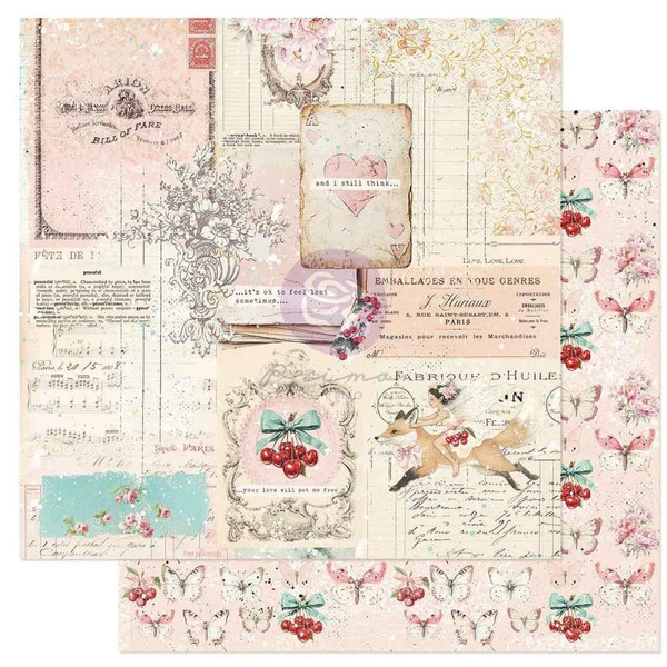 Prima - Double Sided Cardstock - Cherry Sweet - Set Me Free - 981853