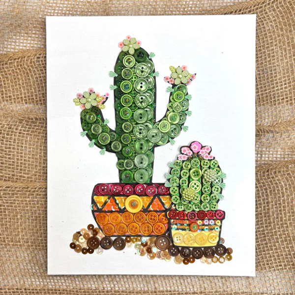 Buttons Galore - DIY Button Kit for Canvas Art - Cactus