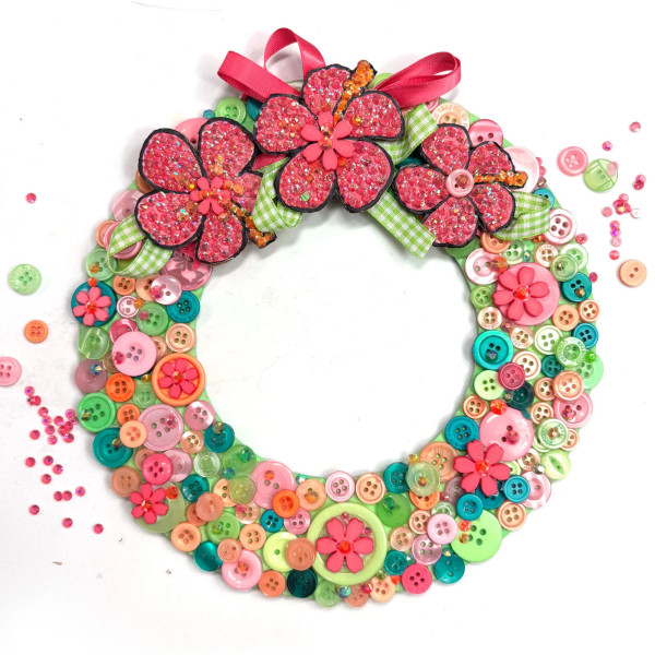 Buttons Galore - DIY Craft Kit - Summer Hibiscus Wreath - SUMWBND