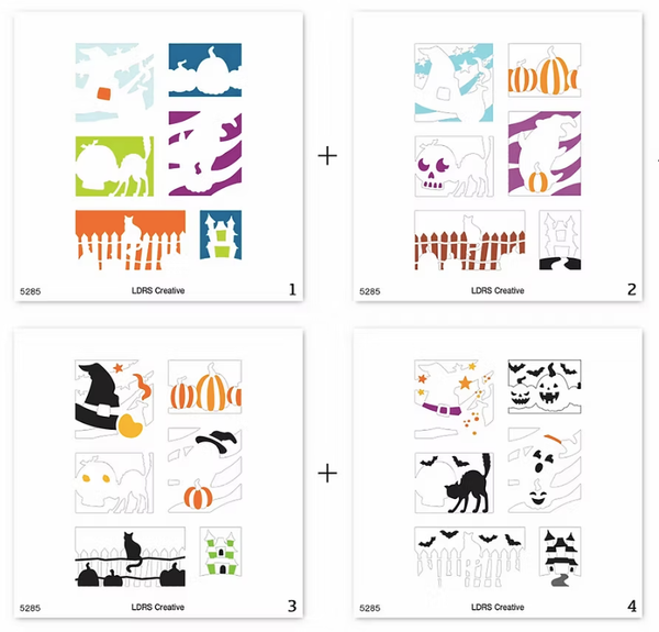 LDRS Creative - Postage Collage Layering Stencils - Halloween - 5285