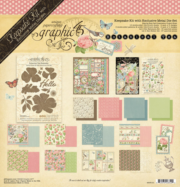 Graphic 45 - Botanical Tea - Keepsake Kit with Exclusive Metal Die-Set & Card Inspiration - 4503101