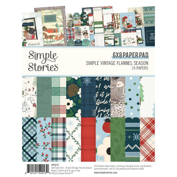 Simple Stories - Double-Sided Paper Pad 6"X8" 24/Pkg - Simple Vintage Flannel Season - 25315