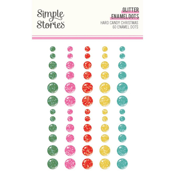 Simple Stories - Enamel Dots 60/Pkg - Hard Candy Christmas- Sweets - 25624