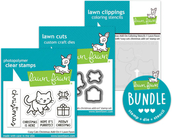 Lawn Fawn - Stamp & Die & Stencil Bundle - Cozy Cats Christmas Add-On - LF3899/3900/3901 Lawn Fawn - Stamp & Die & Stencil Bundle - Cozy Cats Christmas Add-On - LF3899/3900/3901