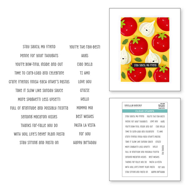 Spellbinders - Buon Appetito Collection - Stay Saucy Clear Stamp Set - STP-263