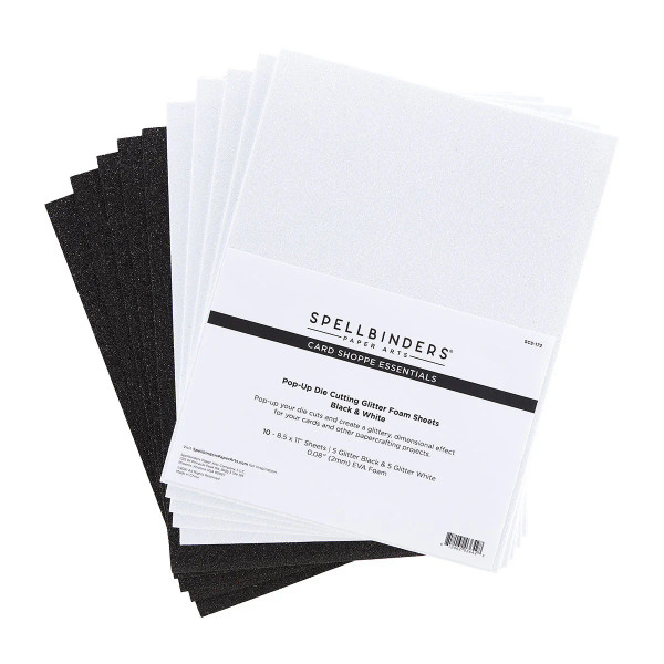 Spellbinders Glitter Foam Sheet 8.5"X11" 10 pc - Black & White - SCS-172 Spellbinders Glitter Foam Sheet 8.5"X11" 10 pc - Black & White - SCS-172