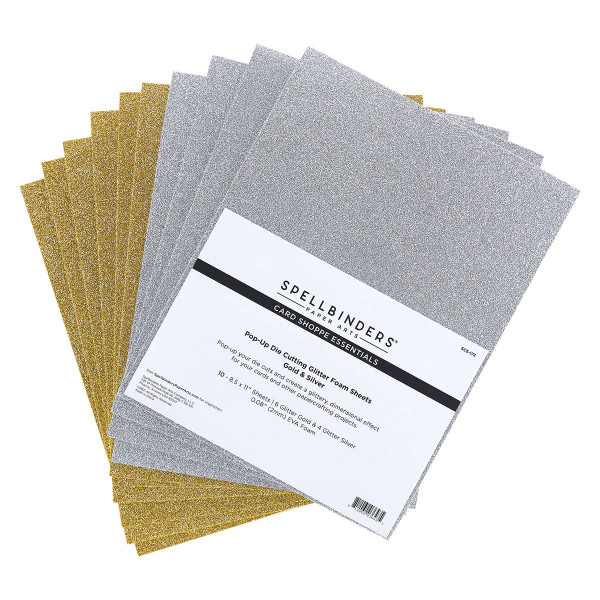 Spellbinders Glitter Foam Sheet 8.5"X11" 10 pc - Silver & Gold - SCS-173 Spellbinders Glitter Foam Sheet 8.5"X11" 10 pc - Silver & Gold - SCS-173