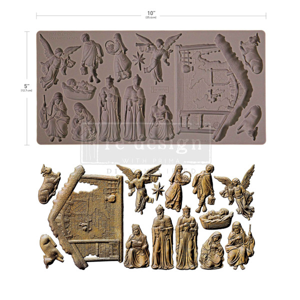 Prima Marketing Finnabair - Decor Moulds 5″x10″x8mm - Holy Night Nativity