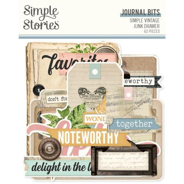 Simple Stories Journal Bits & Pieces Die Cuts 62/Pkg - Simple Vintage Junk Drawer -  26027