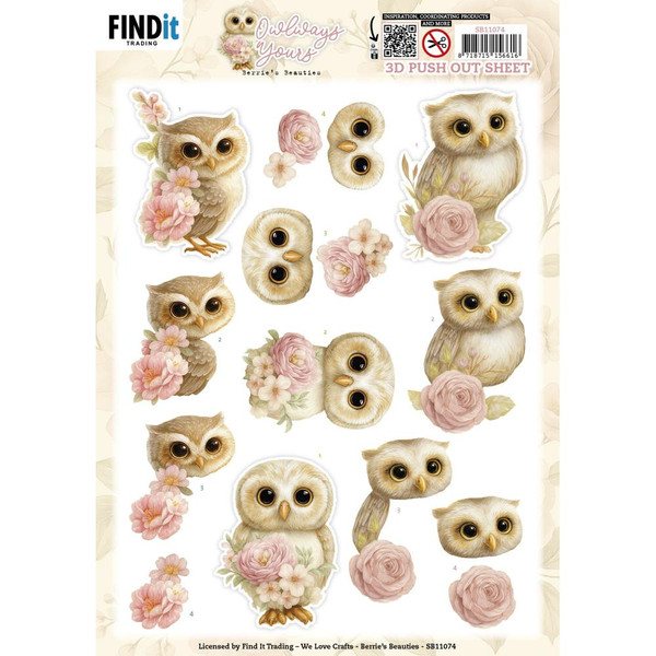 Find It Trading - 3D Pushout Sheet - Owlways Yours  - Blossom - SB11074