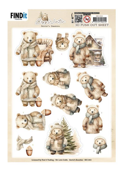 Find It Trading - 3D Pushout Sheet - Cozy Winter  - Cozy Bear - SB11061