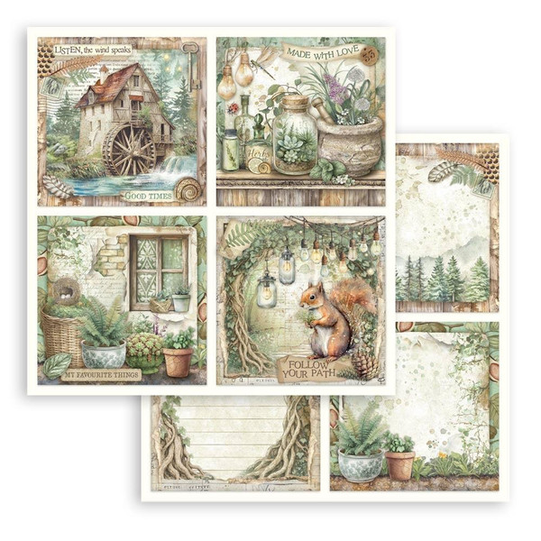 Stamperia - Double-Sided Cardstock 12"x12" - Herbarium Silvae - 4 Cards - SBB1114