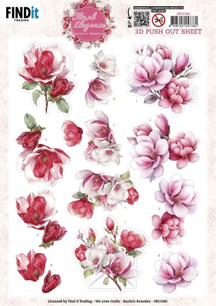Find It Trading - Floral Elegance - 3D Pushout Sheet - Magnolia Dreams - SB11081