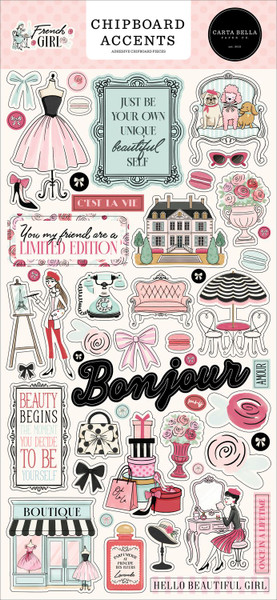 Carta Bella - Chipboard Accents - French Girl - CBFG490021