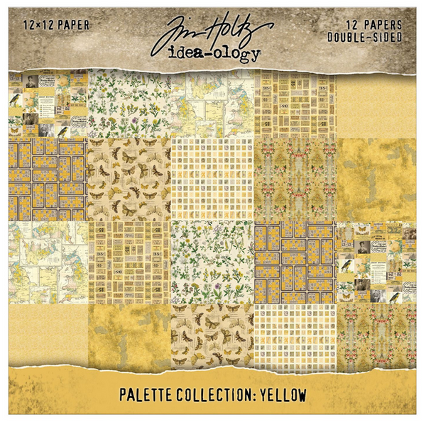 Tim Holtz Idea-ology Double-Sided Cardstock 12"X12" 12/Pkg - Palette Collection: Yellow - TH94458