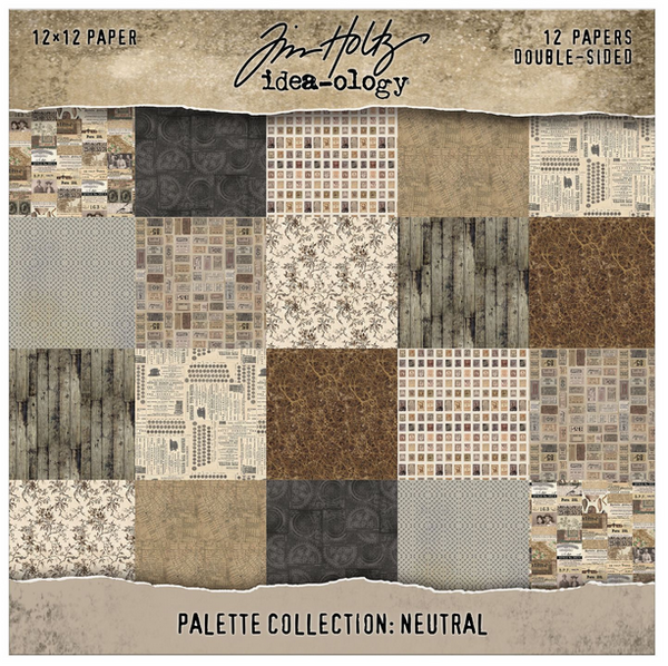 Tim Holtz Idea-ology Double-Sided Cardstock 12"X12" 12/Pkg - Palette Collection: Neutral - TH94459