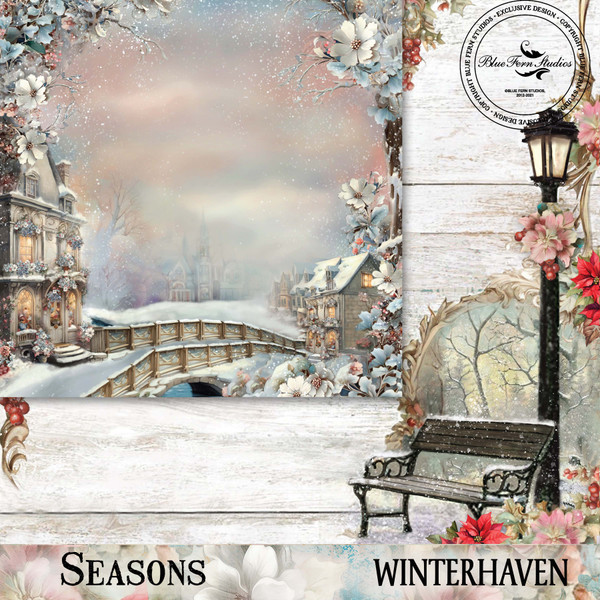 Blue Fern Studios - 12x12 Dbl Sided Paper - Seasons -  Winter - Winterhaven
