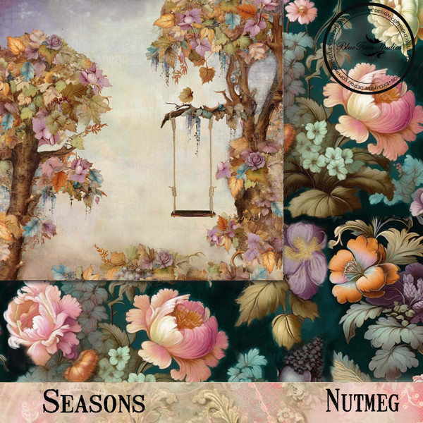Blue Fern Studios - 12x12 Dbl Sided Paper - Seasons -  Fall - Nutmeg