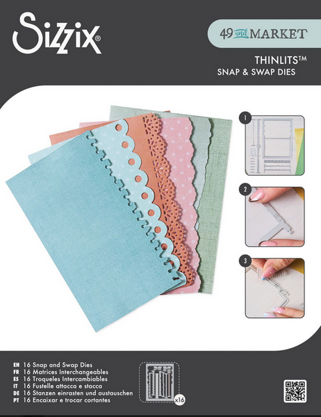 Sizzix Clear Stamps W/Framelits Dies By 49 And Market - Snap and Swap - 667062